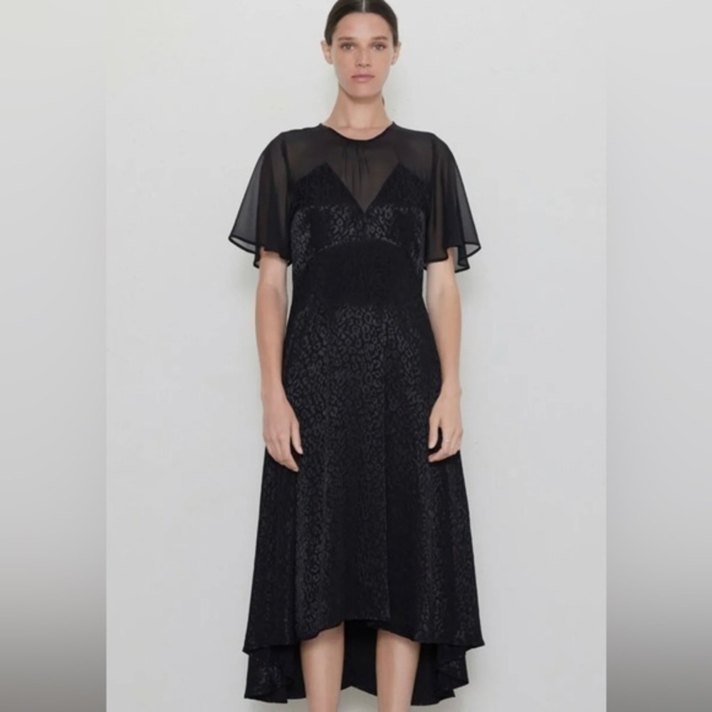 Brand New Zara Black Assymetrical Mesh Dress Size S M Ref 3564/177/800